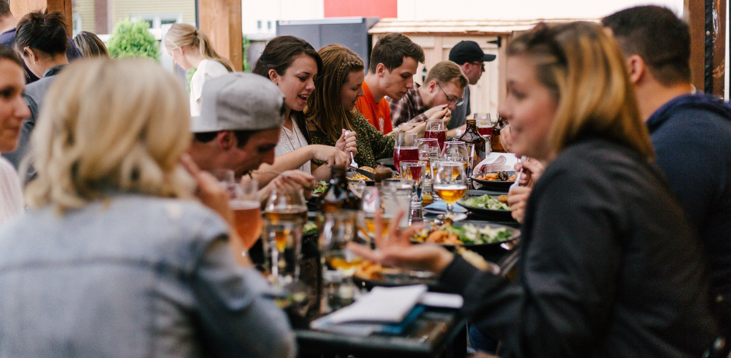 Group of friends having dinner